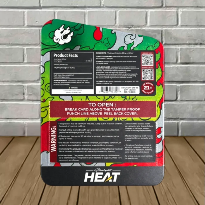 Straight Heat One Fifties 7-Hydroxy Tablets 600mg - Watermelon Wave -- 4ct Blister Pack - back Straight Heat One Fifties 7-Hydroxy Tablets 600mg - Watermelon Wave -- 4ct Blister Pack - back