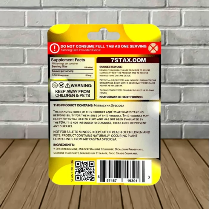 7Stax 7-Hydroxy Tablets 100mg - Banana -- 5ct Blister Pack-back 7Stax 7-Hydroxy Tablets 100mg - Banana -- 5ct Blister Pack-back