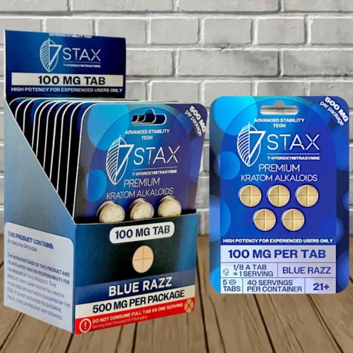 7Stax 7-Hydroxy Tablets 100mg - Blue Razz -- 10 x 5ct = 50 Tablets BULK CASE 7Stax 7-Hydroxy Tablets 100mg - Blue Razz -- 10 x 5ct = 50 Tablets BULK CASE