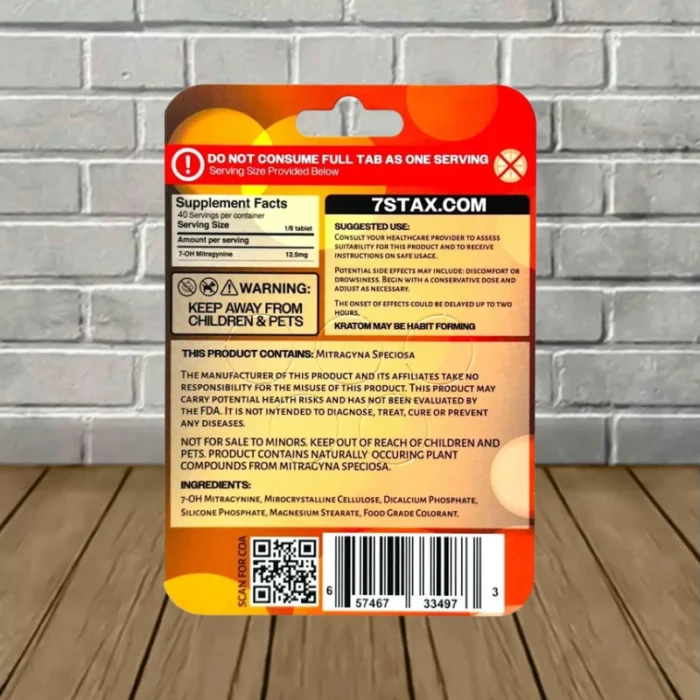 7Stax 7-Hydroxy Tablets 100mg - Orange -- 5ct Blister Pack-back 7Stax 7-Hydroxy Tablets 100mg - Orange -- 5ct Blister Pack-back