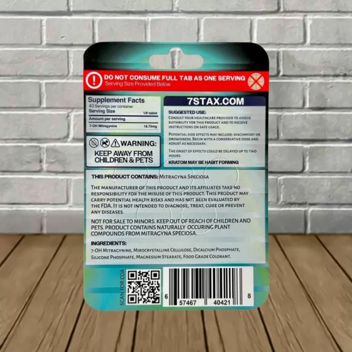 7Stax High-Potency 7-Hydroxy Premium Kratom 150mg - Blue Razz --5ct Blister Pack-back 7Stax High-Potency 7-Hydroxy Premium Kratom 150mg - Blue Razz --5ct Blister Pack-back
