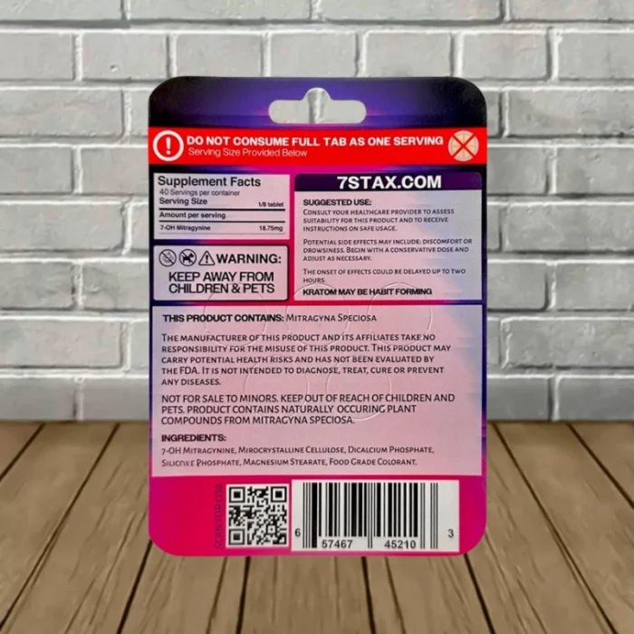 7Stax High-Potency 7-Hydroxy Premium Kratom 150mg - Mixed Berry -- 5ct Blister Pack -back 7Stax High-Potency 7-Hydroxy Premium Kratom 150mg - Mixed Berry -- 5ct Blister Pack -back