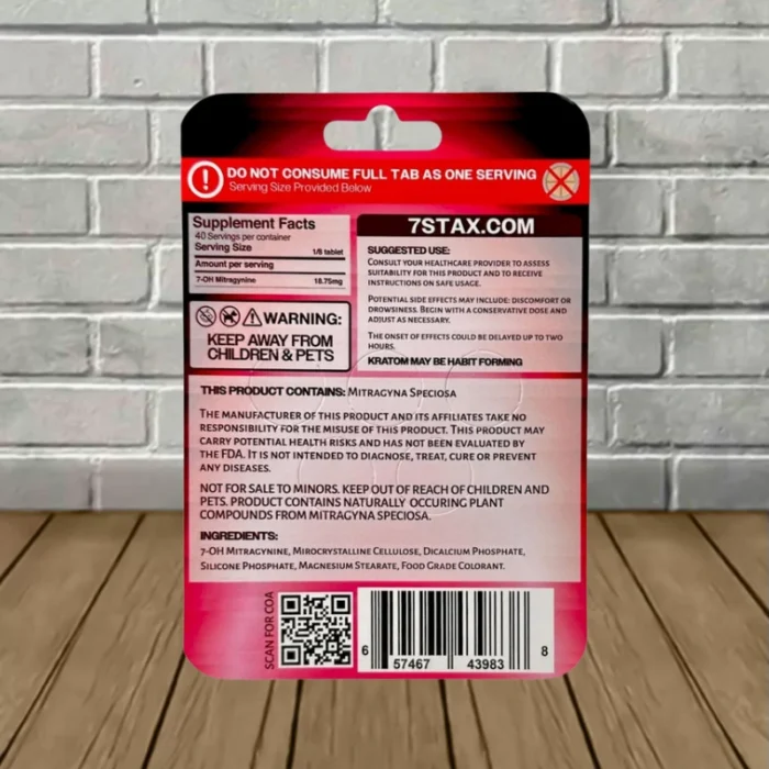 7Stax High-Potency 7-Hydroxy Premium Kratom 150mg - Raspberry -- 5ct Blister Pack-back 7Stax High-Potency 7-Hydroxy Premium Kratom 150mg - Raspberry -- 5ct Blister Pack-back