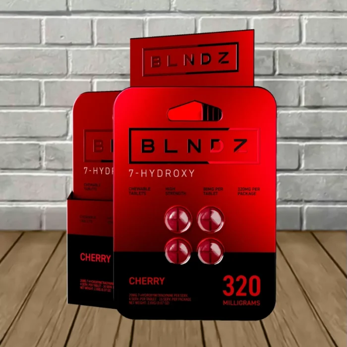 BLNDZ High Strength 7-Hydroxy Tablets 80mg - Cherry -- 4ct x 10 = 40 Tablets BULK CASE BLNDZ High Strength 7-Hydroxy Tablets 80mg - Cherry -- 4ct x 10 = 40 Tablets BULK CASE
