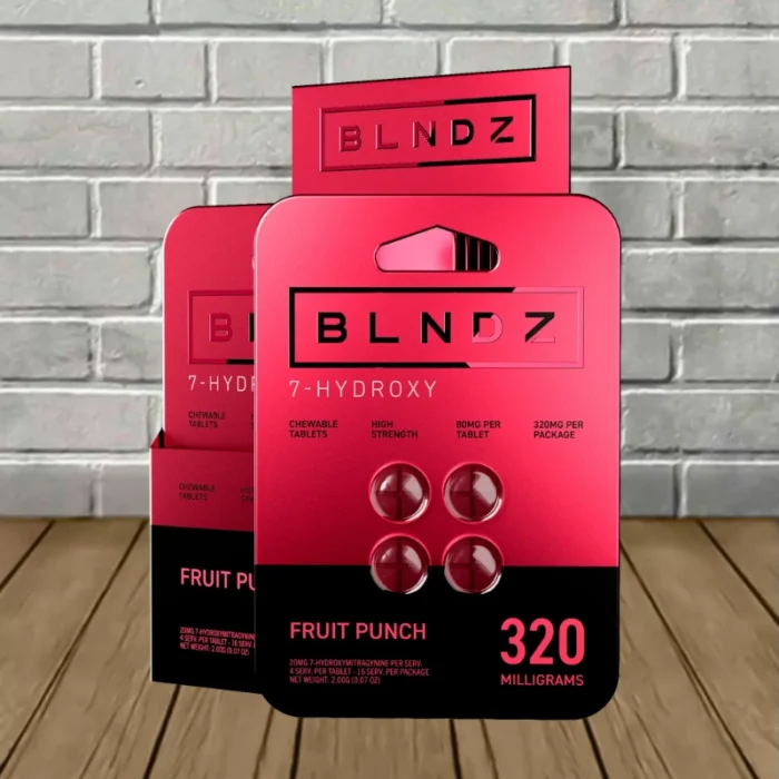 BLNDZ High Strength 7-Hydroxy Tablets 80mg - Fruit Punch -- 4ct x 10 = 40 Tablets BULK CASE BLNDZ High Strength 7-Hydroxy Tablets 80mg - Fruit Punch -- 4ct x 10 = 40 Tablets BULK CASE