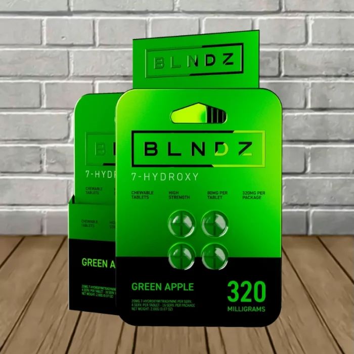 BLNDZ High Strength 7-Hydroxy Tablets 80mg - Green Apple -- 4ct x 10 = 40 Tablets BULK CASE BLNDZ High Strength 7-Hydroxy Tablets 80mg - Green Apple -- 4ct x 10 = 40 Tablets BULK CASE