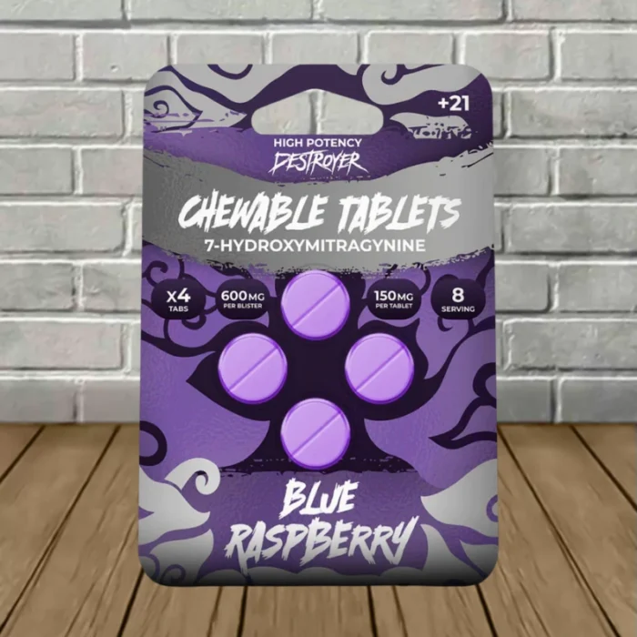 Destroyer High-Potency 7-Hydroxy Tablets 600mg - Blue Raspberry --4ct Blister Pack Destroyer High-Potency 7-Hydroxy Tablets 600mg - Blue Raspberry --4ct Blister Pack
