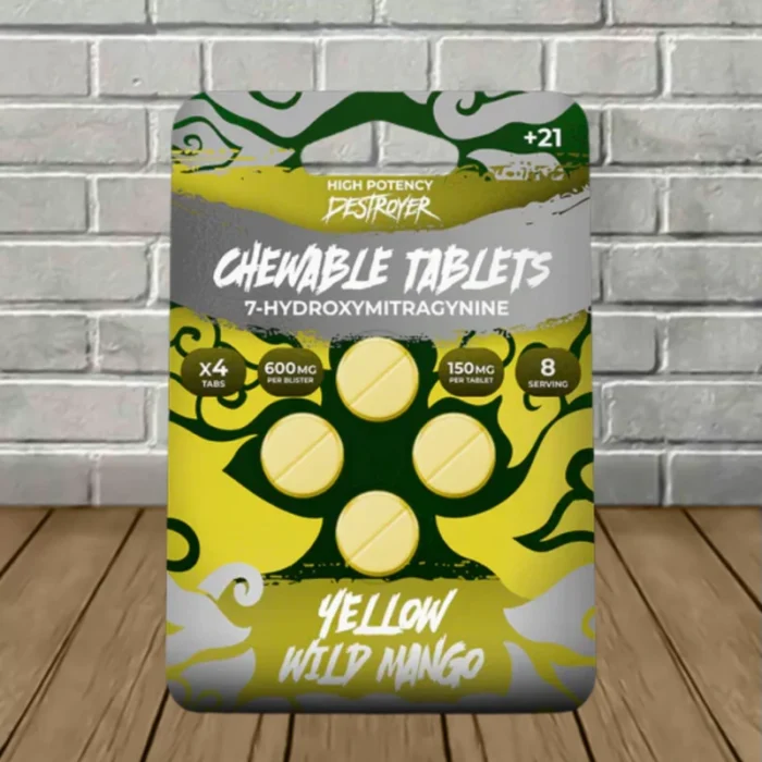 Destroyer High-Potency 7-Hydroxy Tablets 600mg - Yellow Wild Mango -- 4ct Blister Pack Destroyer High-Potency 7-Hydroxy Tablets 600mg - Yellow Wild Mango -- 4ct Blister Pack