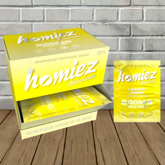 Homiez Proprietary Botanical Blend Tablets 500mg - Lemon Drop -- 5ct x 5 = 25 Tablets BULK CASE Homiez Proprietary Botanical Blend Tablets 500mg - Lemon Drop -- 5ct x 5 = 25 Tablets BULK CASE