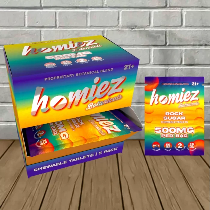 Homiez Proprietary Botanical Blend Tablets 500mg - Rock Sugar -- 5ct x 5 = 25 Tablets BULK CASE Homiez Proprietary Botanical Blend Tablets 500mg - Rock Sugar -- 5ct x 5 = 25 Tablets BULK CASE