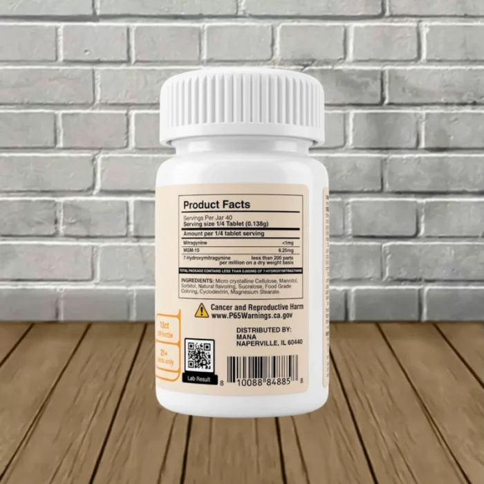 Mana MGM-15 Tablets 250mg-Mango -- 10ct Single Jar-back Mana MGM-15 Tablets 250mg-Mango -- 10ct Single Jar-back