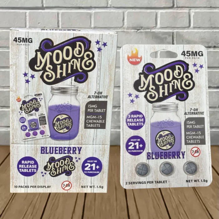 Mood Shine MGM-15 Rapid Release Tablets 45mg-Blueberry -- 4ct x 10 = 40 Tablets BULK CASE Mood Shine MGM-15 Rapid Release Tablets 45mg-Blueberry -- 4ct x 10 = 40 Tablets BULK CASE