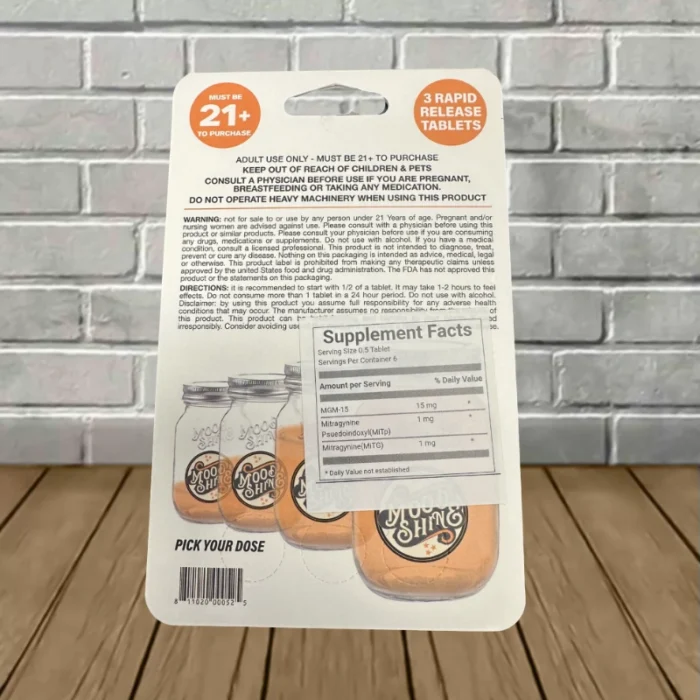 Mood Shine MGM-15 Rapid Release Tablets 45mg - Unflavored -- 3ct Blister Pack - back Mood Shine MGM-15 Rapid Release Tablets 45mg - Unflavored -- 3ct Blister Pack - back