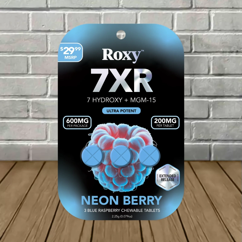 Roxy Black Series 7XR Ultra Potent 7-Hydroxy + MGM-15 Tablets 200mg-Neon Berry -- 3ct Blister Pack