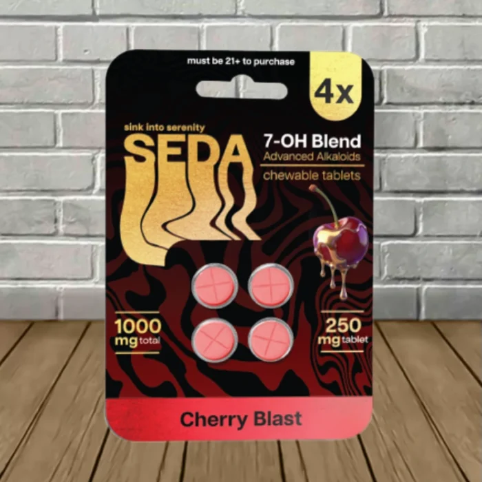 Seda 7-Hydroxy Tablets 1000mg - Cherry Blast -- 4ct Blister Pack Seda 7-Hydroxy Tablets 1000mg - Cherry Blast -- 4ct Blister Pack