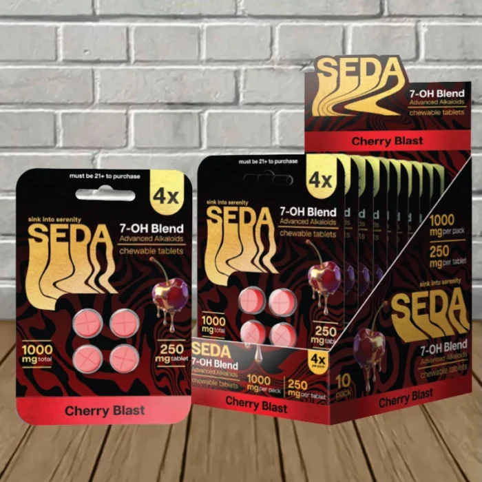 Seda 7-Hydroxy Tablets 1000mg - Cherry Blast -- 4ct x 10 = 40 Tablets BULK CASE Seda 7-Hydroxy Tablets 1000mg - Cherry Blast -- 4ct x 10 = 40 Tablets BULK CASE
