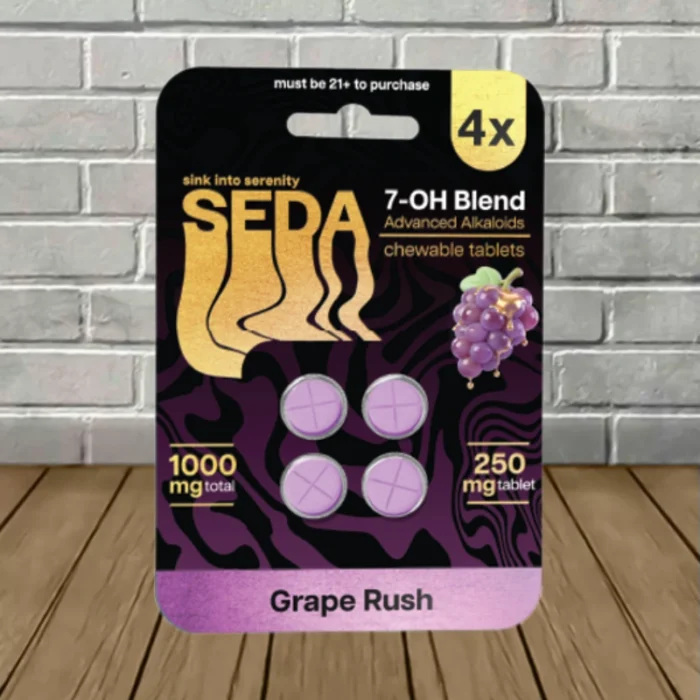 Seda 7-Hydroxy Tablets 1000mg - Grape Rush -- 4ct Blister Pack Seda 7-Hydroxy Tablets 1000mg - Grape Rush -- 4ct Blister Pack