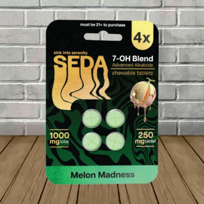Seda 7-Hydroxy Tablets 1000mg - Melon Madness -- 4ct Blister Pack Seda 7-Hydroxy Tablets 1000mg - Melon Madness -- 4ct Blister Pack