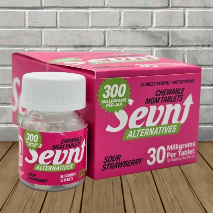 Sevn MGM Tablets 300mg - Sour Strawberry -- 10ct x 8 = 80 Tablets BULK CASE Sevn MGM Tablets 300mg - Sour Strawberry -- 10ct x 8 = 80 Tablets BULK CASE