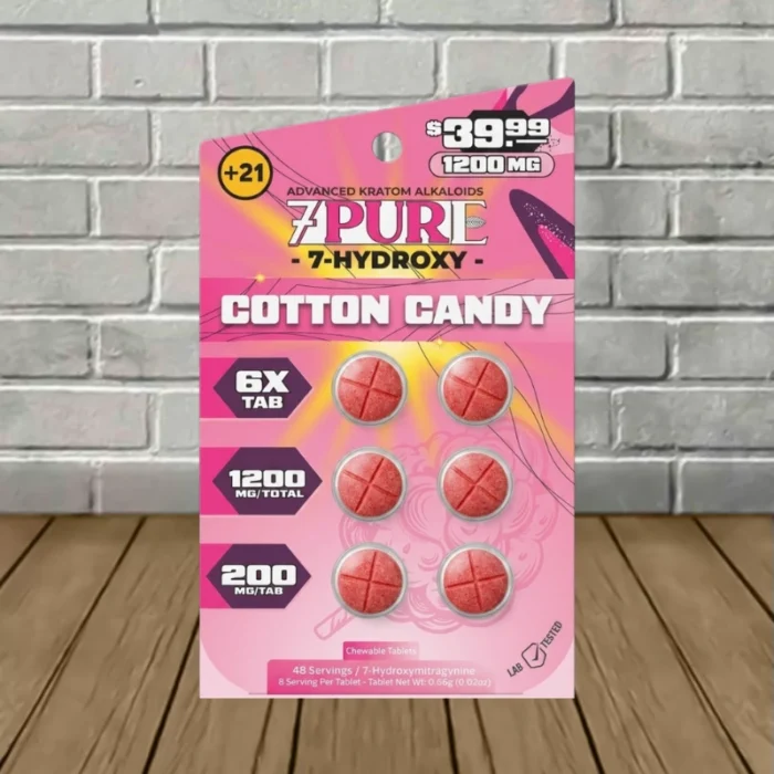 7Pure 7-Hydroxy Extract Tablets 1200mg-Cotton Candy -- 6ct Blister Pack 7Pure 7-Hydroxy Extract Tablets 1200mg-Cotton Candy -- 6ct Blister Pack