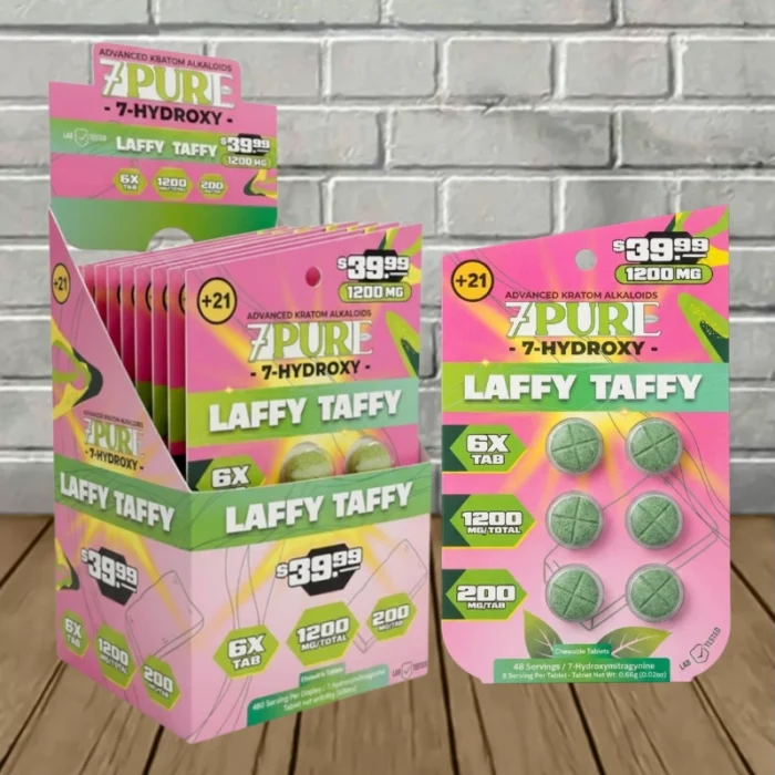 7Pure 7-Hydroxy Extract Tablets 1200mg-Laffy Taffy -- 6ct x 10 = 60 Tablets BULK CASE 7Pure 7-Hydroxy Extract Tablets 1200mg-Laffy Taffy -- 6ct x 10 = 60 Tablets BULK CASE