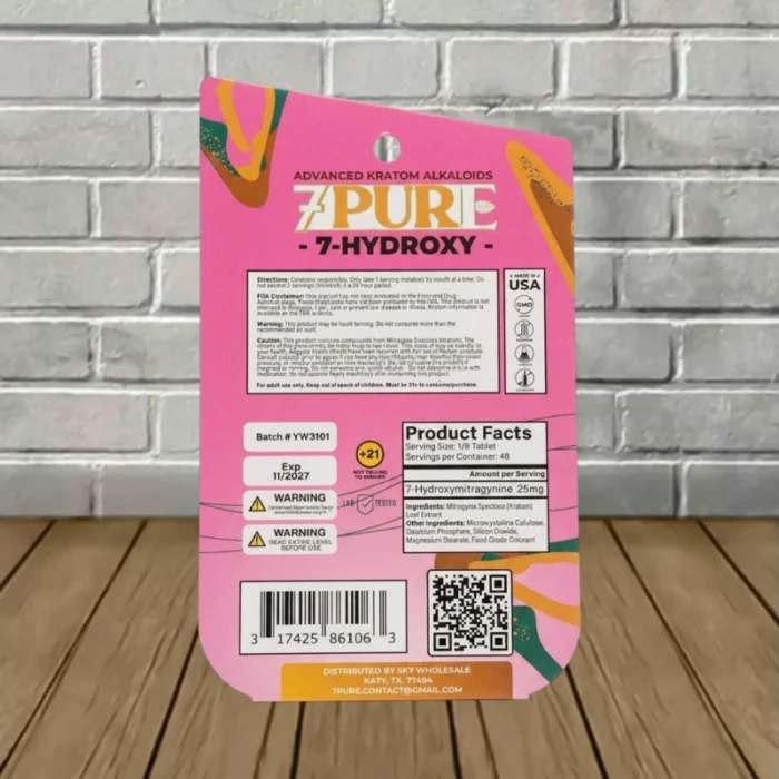 7Pure 7-Hydroxy Extract Tablets 1200mg-Orange Dreamsicle -- 6ct Blister Pack-back 7Pure 7-Hydroxy Extract Tablets 1200mg-Orange Dreamsicle -- 6ct Blister Pack-back