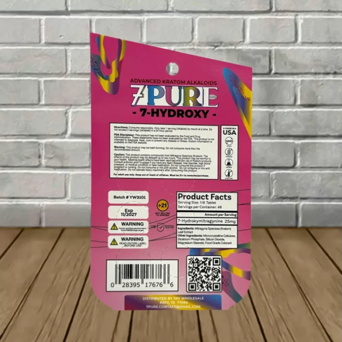7Pure 7-Hydroxy Extract Tablets 1200mg-Party Pack -- 6ct Blister Pack-back 7Pure 7-Hydroxy Extract Tablets 1200mg-Party Pack -- 6ct Blister Pack-back