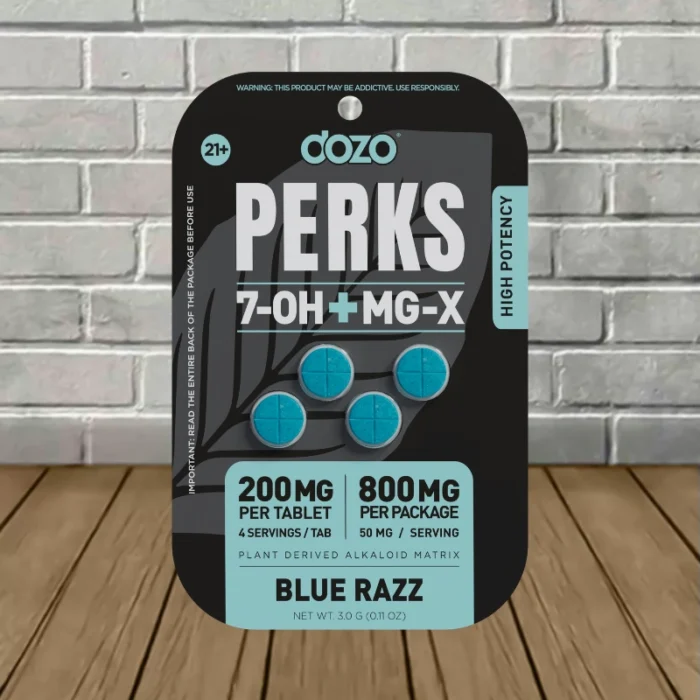 DOZO Perks 7OH + MGX Tablets 800mg-Blue Razz -- 4ct Blister Pack DOZO Perks 7OH + MGX Tablets 800mg-Blue Razz -- 4ct Blister Pack