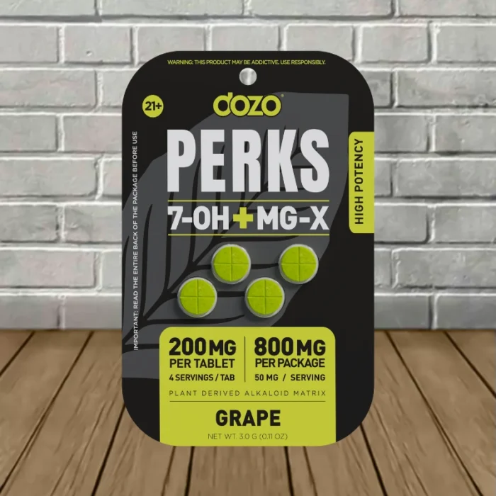 DOZO Perks 7OH + MGX Tablets 800mg-Grape -- 4ct Blister Pack DOZO Perks 7OH + MGX Tablets 800mg-Grape -- 4ct Blister Pack