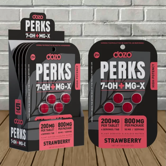 DOZO Perks 7OH + MGX Tablets 800mg- Strawberry -- 4ct x 5 = 20 Tablets BULK CASE DOZO Perks 7OH + MGX Tablets 800mg- Strawberry -- 4ct x 5 = 20 Tablets BULK CASE