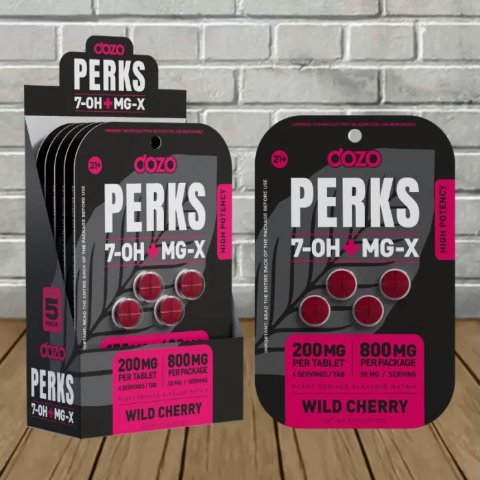DOZO Perks 7OH + MGX Tablets 800mg- Wild Cherry -- 4ct x 5 = 20 Tablets BULK CASE DOZO Perks 7OH + MGX Tablets 800mg- Wild Cherry -- 4ct x 5 = 20 Tablets BULK CASE