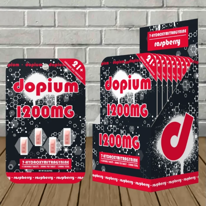 Dopium 7-Hydroxy Tablets 1200mg-Raspberry -- 4ct x 10 = 40 Tablets BULK CASE Dopium 7-Hydroxy Tablets 1200mg-Raspberry -- 4ct x 10 = 40 Tablets BULK CASE