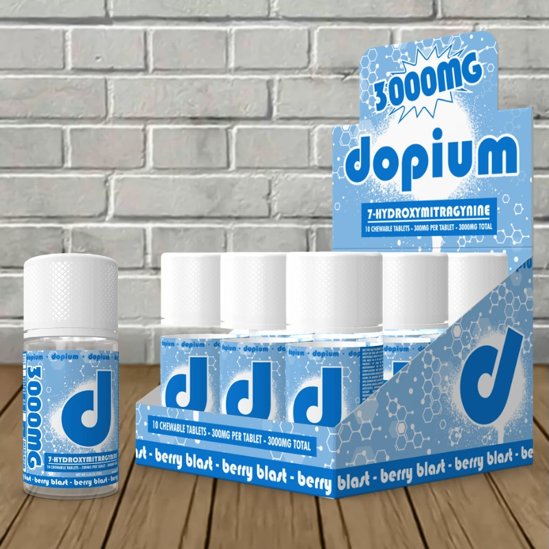 Dopium 7-Hydroxy Tablets 3000mg-Berry Blast -- 10ct x 9 = 90 Tablets BULK CASE
