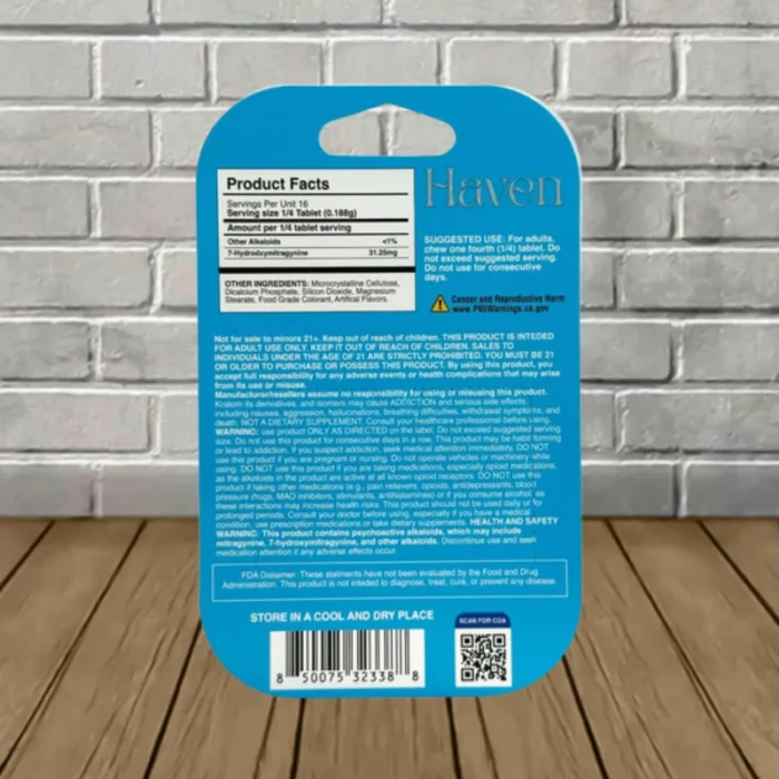Haven Peak Formula 7-Hydroxy Tablets 500mg-Dream Berry -- 4ct Blister Pack-back Haven Peak Formula 7-Hydroxy Tablets 500mg-Dream Berry -- 4ct Blister Pack-back