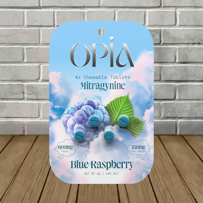Opia Mitragynine Extract Tablets 600mg-Blue Raspberry -- 4ct Blister Pack