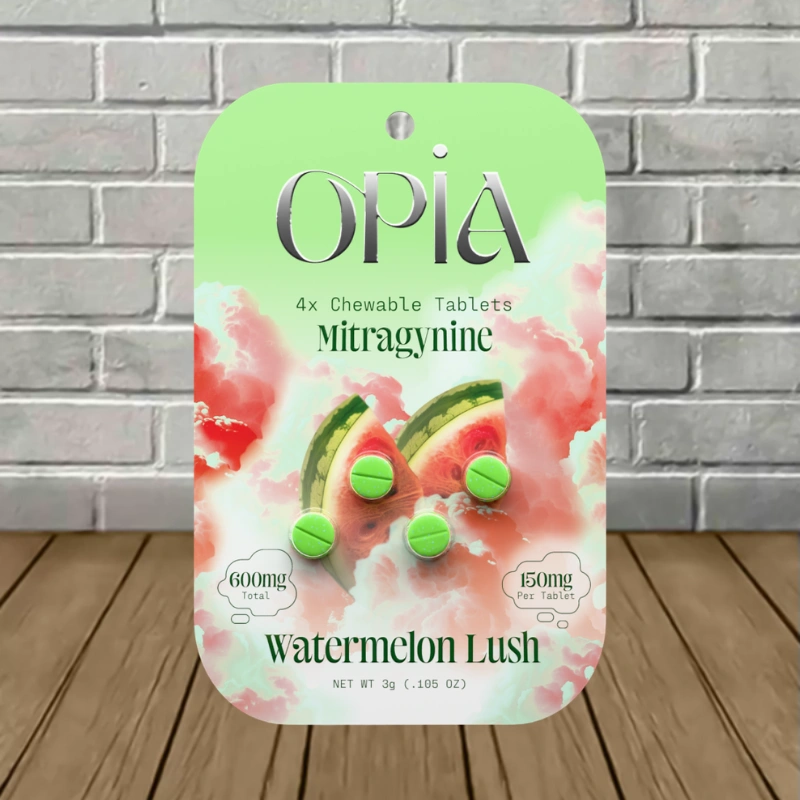 Opia Mitragynine Extract Tablets 600mg-Watermelon Lush -- 4ct Blister Pack