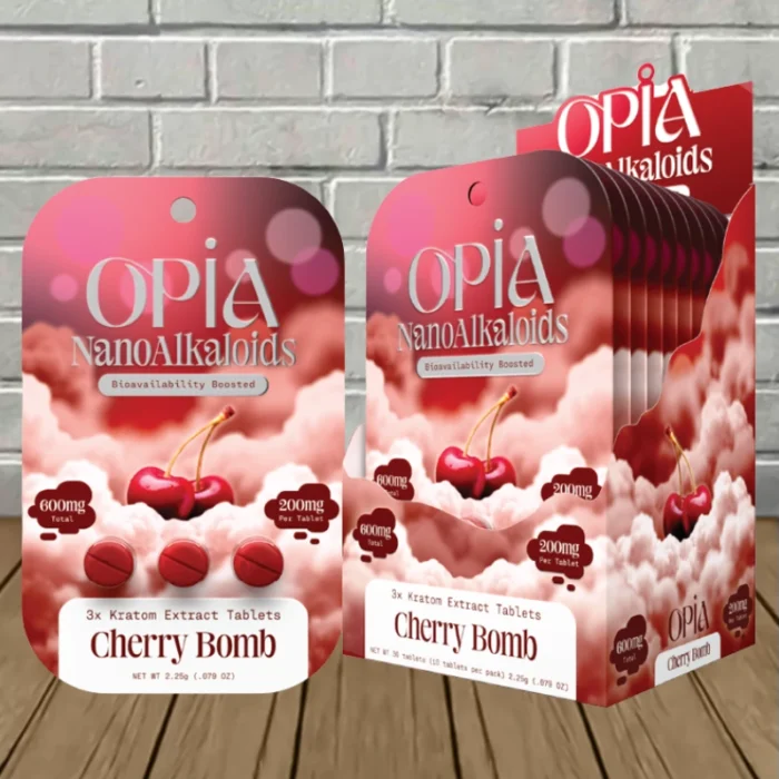 Opia NanoAlkaloids Kratom Extract Tablets 600mg-Cherry Bomb -- 3ct x 10 = 30 Tablets BULK CASE