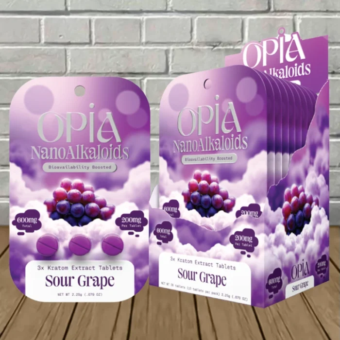 Opia NanoAlkaloids Kratom Extract Tablets 600mg-Sour Grape -- 3ct x 10 = 30 Tablets BULK CASE Opia NanoAlkaloids Kratom Extract Tablets 600mg-Sour Grape -- 3ct x 10 = 30 Tablets BULK CASE
