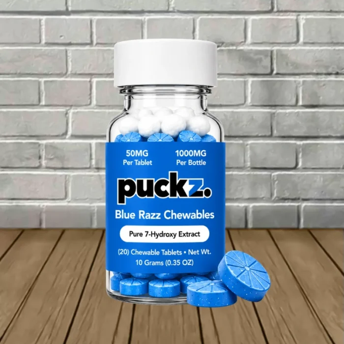 Puckz Pure 7-Hydroxy Extract Tablets 1000mg-Blue Razz -- 20ct Jar Puckz Pure 7-Hydroxy Extract Tablets 1000mg-Blue Razz -- 20ct Jar