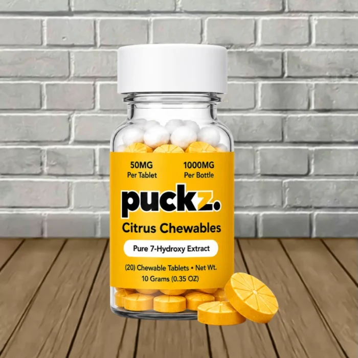 Puckz Pure 7-Hydroxy Extract Tablets 1000mg-Citrus -- 20ct Jar Puckz Pure 7-Hydroxy Extract Tablets 1000mg-Citrus -- 20ct Jar