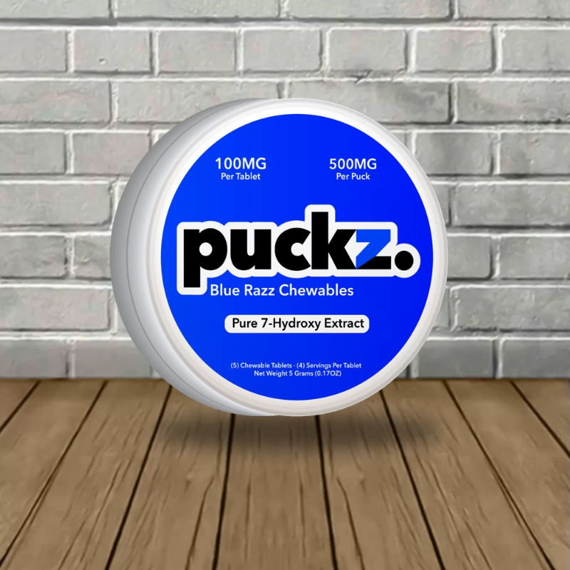 Puckz Pure 7-Hydroxy Extract Tablets 500mg-Blue Razz -- 5ct Pack