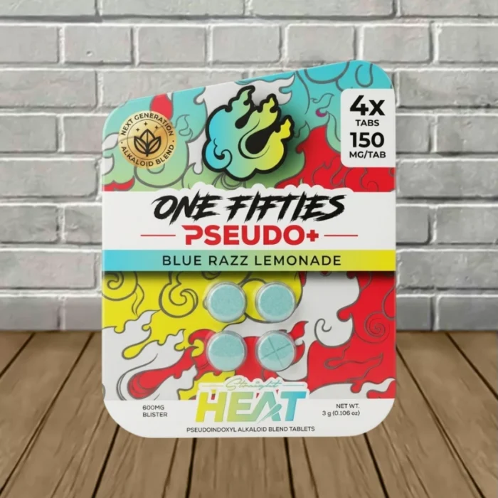 Straight Heat One-Fifties Pseudo + Tablets 600mg-Blue Razz Lemonade -- 4ct Blister Pack Straight Heat One-Fifties Pseudo + Tablets 600mg-Blue Razz Lemonade -- 4ct Blister Pack