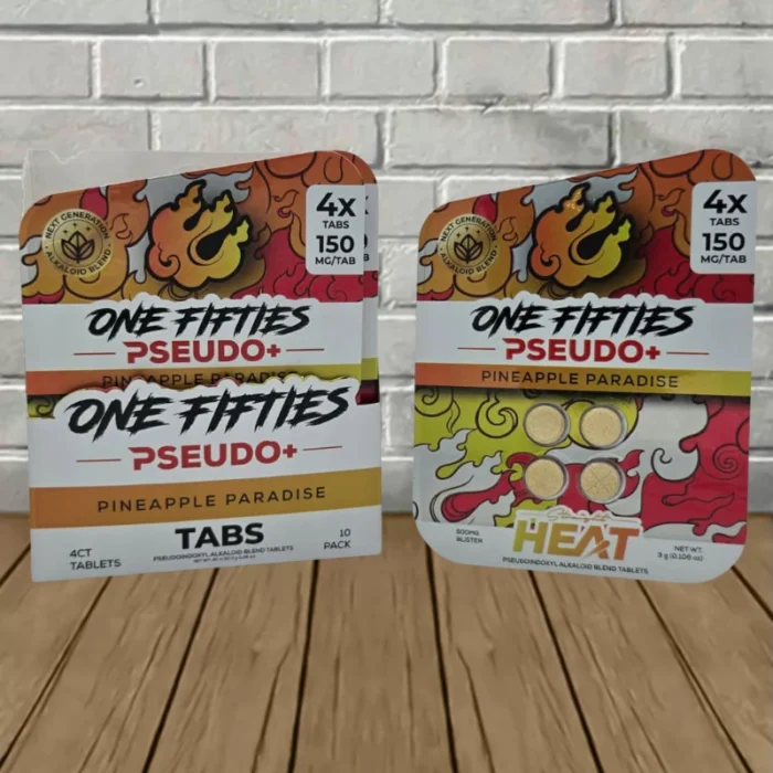 Straight Heat One-Fifties Pseudo + Tablets 600mg-Pineapple Paradise -- 4ct x 10 = 40 Tablets BULK CASE Straight Heat One-Fifties Pseudo + Tablets 600mg-Pineapple Paradise -- 4ct x 10 = 40 Tablets BULK CASE