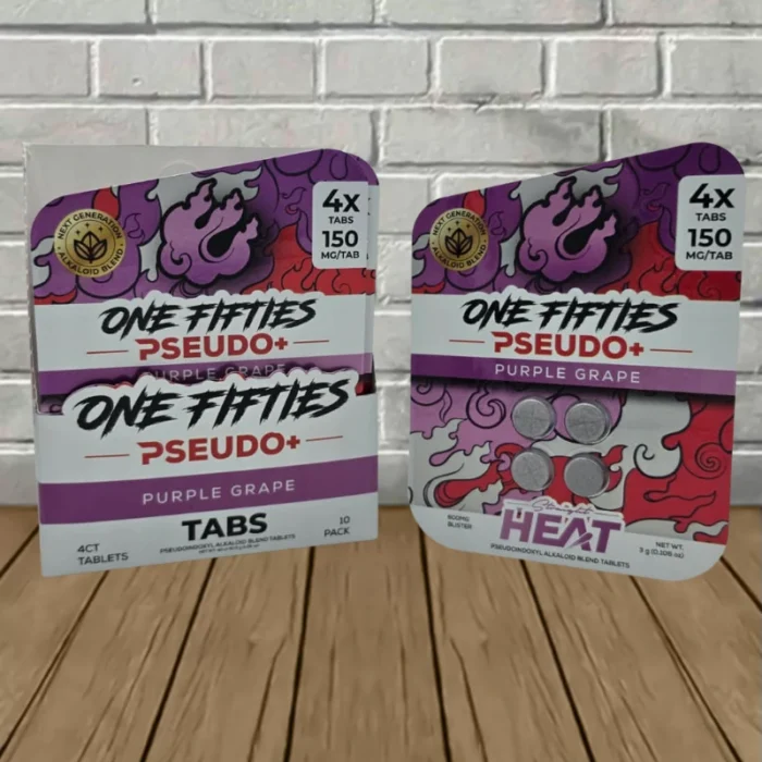 Straight Heat One-Fifties Pseudo + Tablets 600mg-Purple Grape -- 4ct x 10 = 40 Tablets BULK CASE Straight Heat One-Fifties Pseudo + Tablets 600mg-Purple Grape -- 4ct x 10 = 40 Tablets BULK CASE
