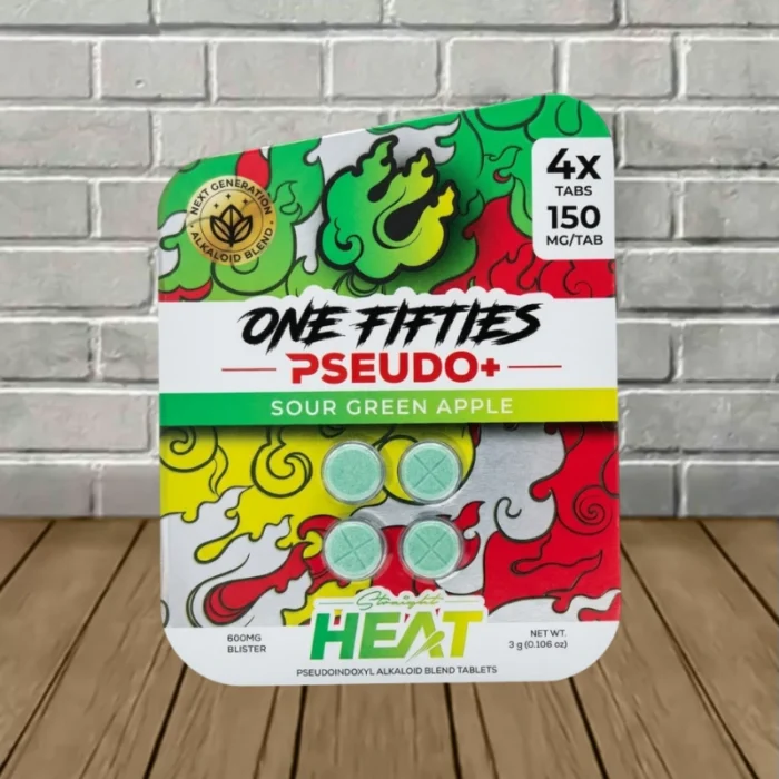 Straight Heat One-Fifties Pseudo + Tablets 600mg-Sour Green Apple -- 4ct Blister Pack Straight Heat One-Fifties Pseudo + Tablets 600mg-Sour Green Apple -- 4ct Blister Pack