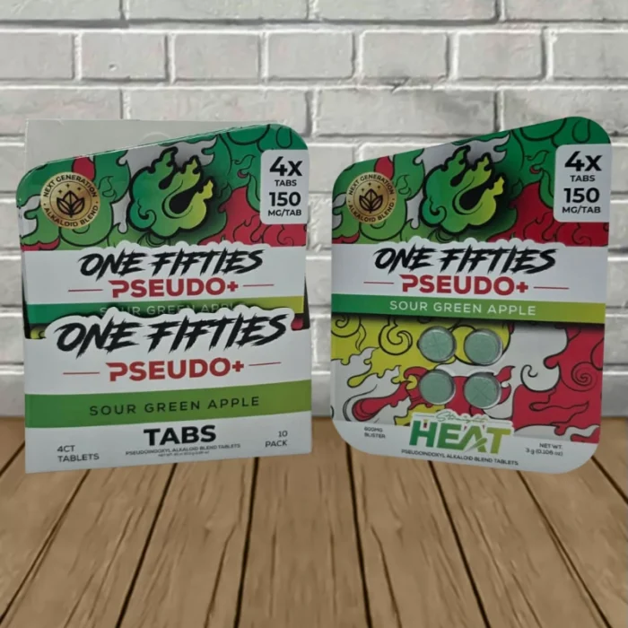 Straight Heat One-Fifties Pseudo + Tablets 600mg-Sour Green Apple -- 4ct x 10 = 40 Tablets BULK CASE Straight Heat One-Fifties Pseudo + Tablets 600mg-Sour Green Apple -- 4ct x 10 = 40 Tablets BULK CASE