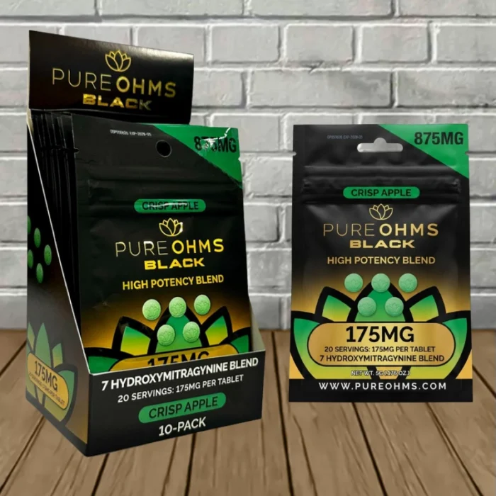 Pure Ohms Black High Potency Blend 875mg-Crisp Apple -- 5ct x 10 = 50 Tablets BULK CASE Pure Ohms Black High Potency Blend 875mg-Crisp Apple -- 5ct x 10 = 50 Tablets BULK CASE